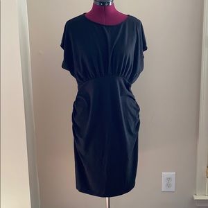 Black short sleeve maternity dress